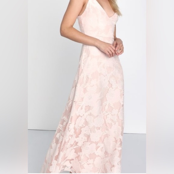 Lulus Elegant Blush Pink Lace Overlay Dress - Picture 2 of 7